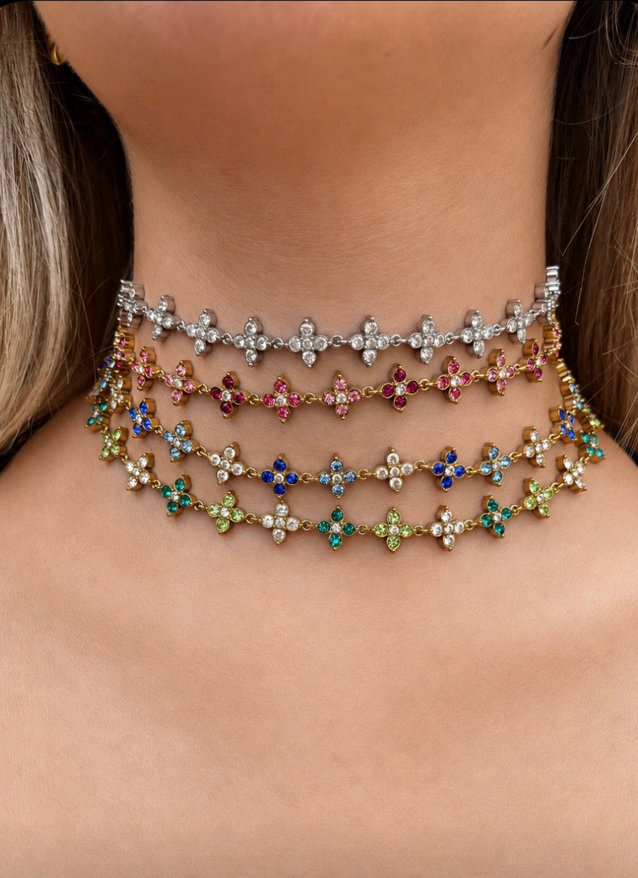 Collier trèfles en strass ✨