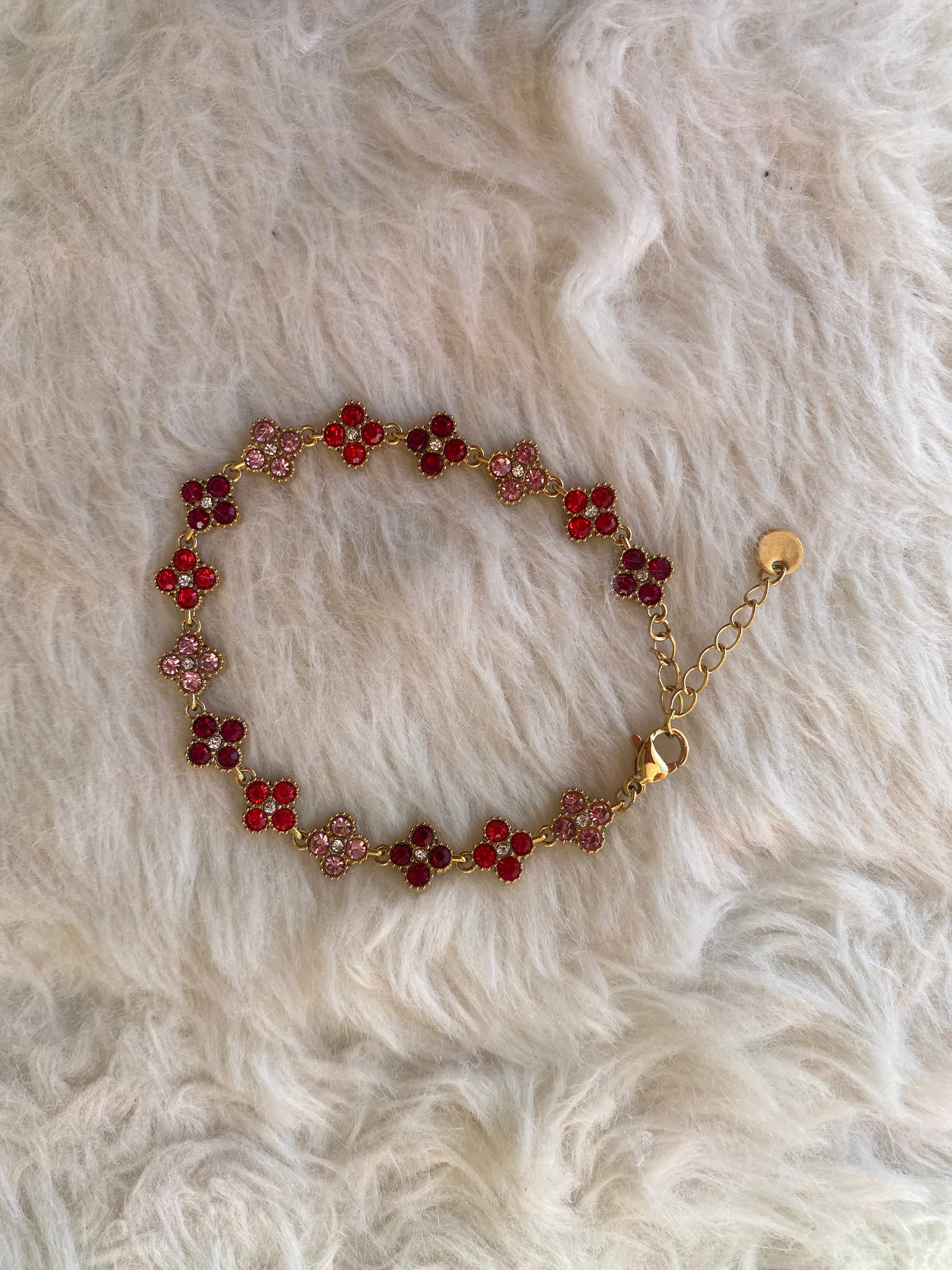 Bracelet trèfles marron/ rouge