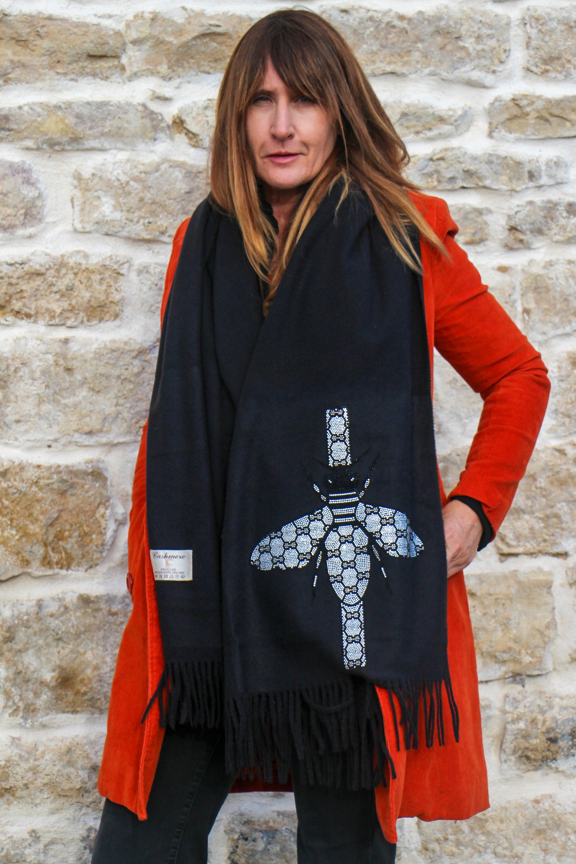 Écharpe libellule noire