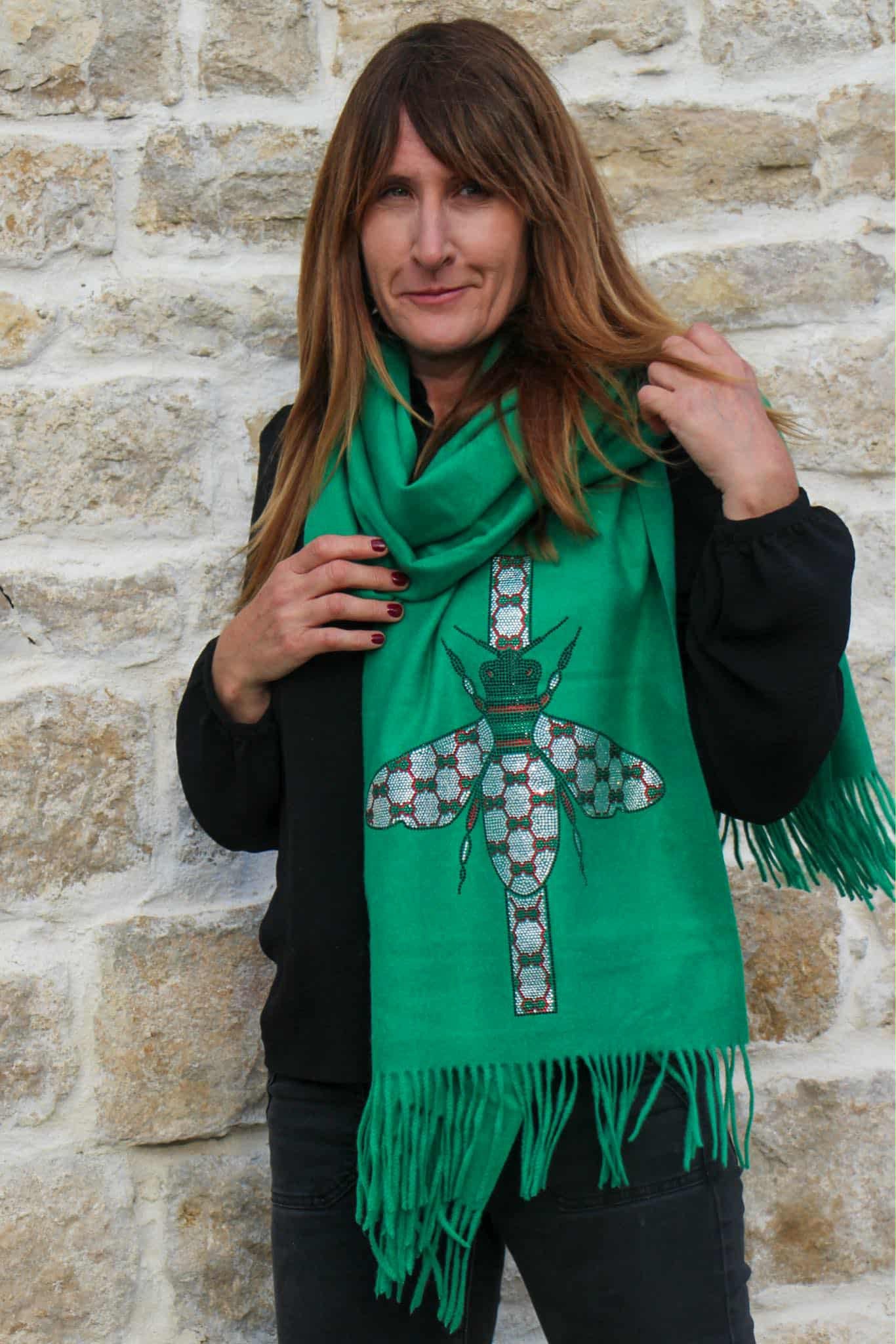 Écharpe libellule verte