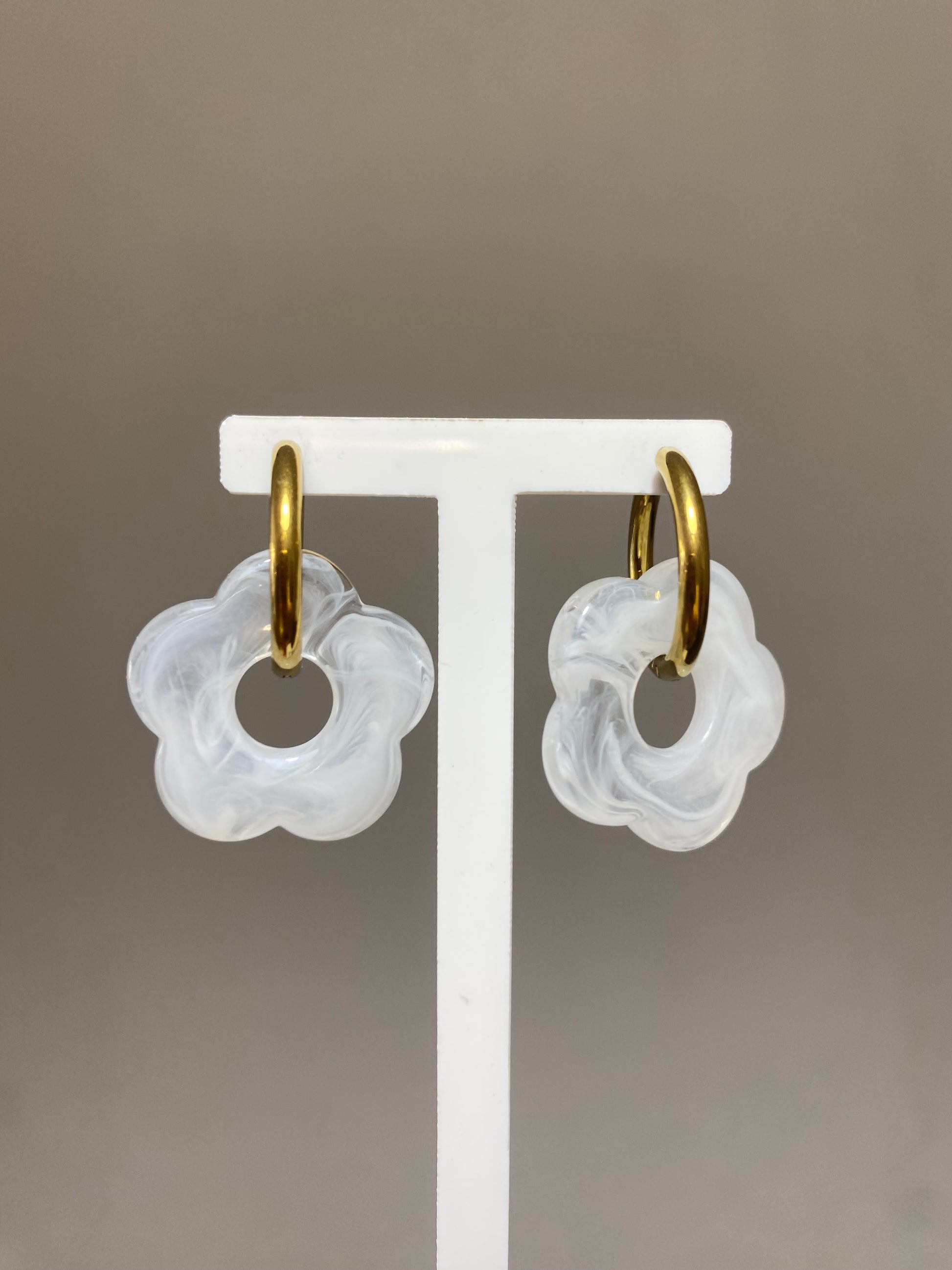 Boucles d’oreilles pampilles blanc transparent