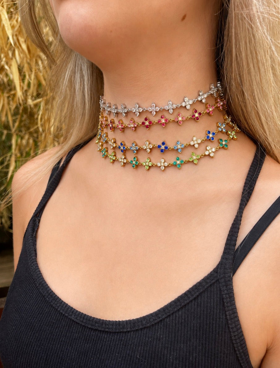 Collier trèfles en strass ✨