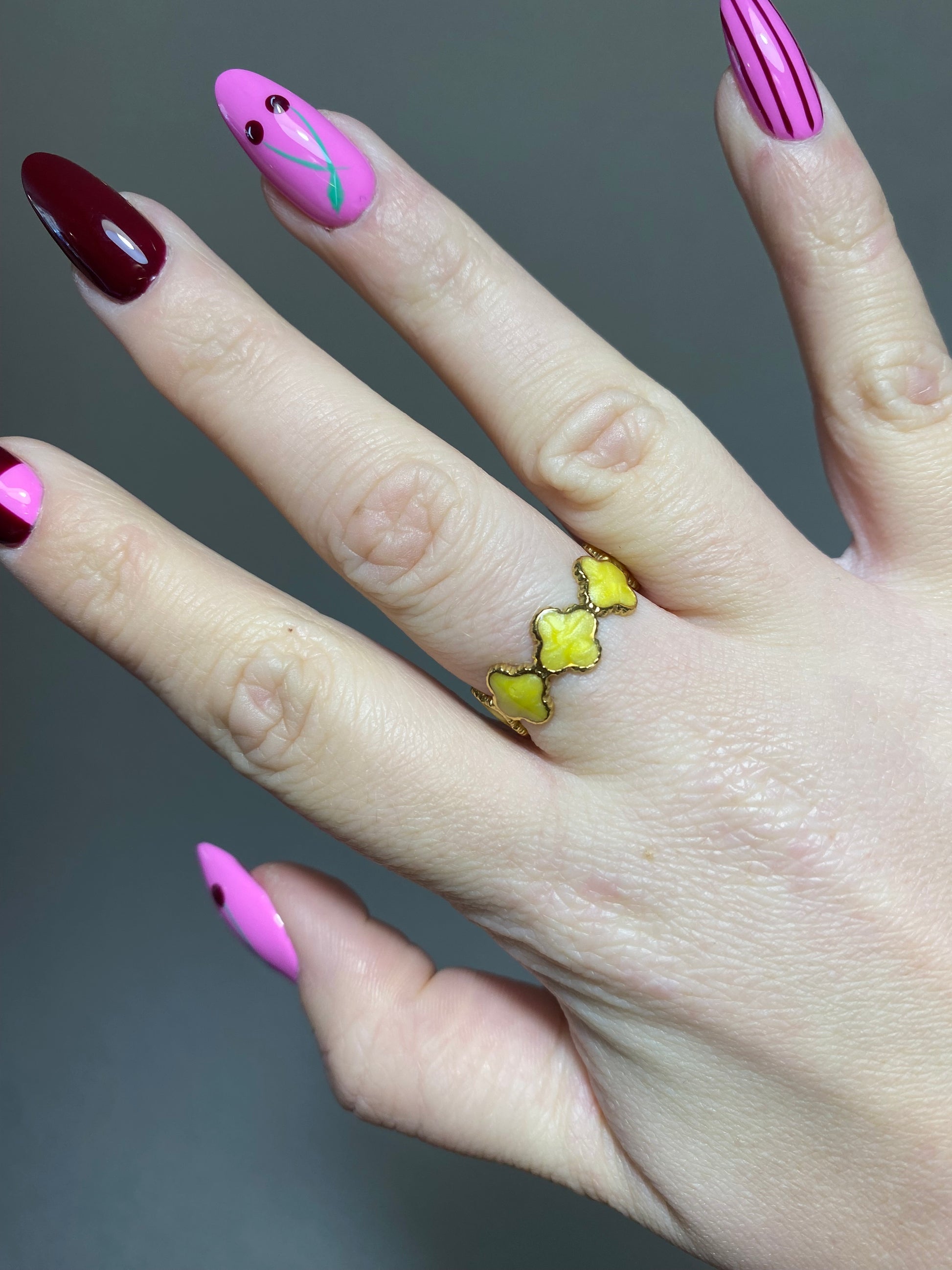 Bague trèfle jaune